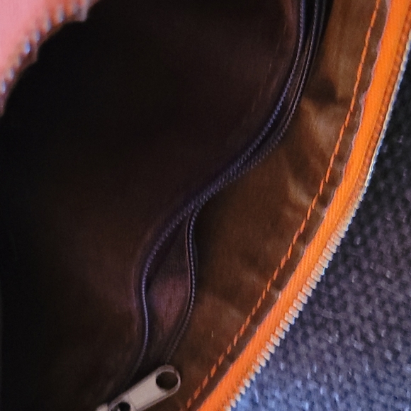 Orange and brown canvas wrislet. - Picture 3 of 6